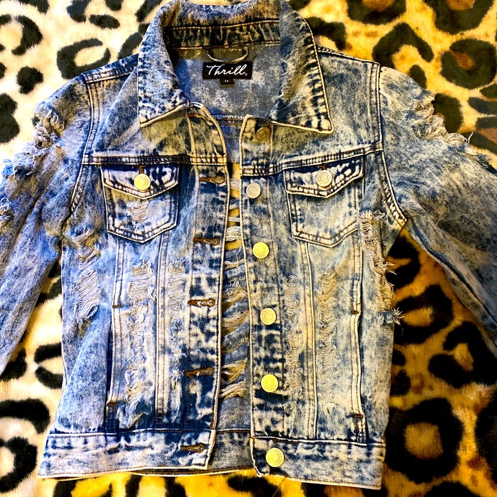 Acid Wash Distressed Denim Jacket